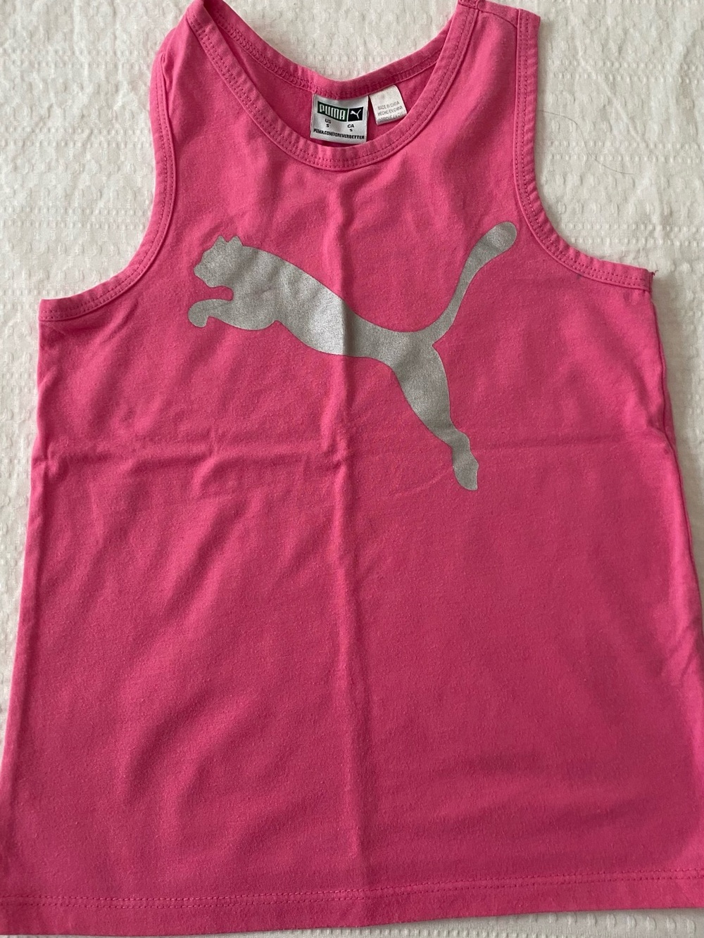 Puma Kids Hot Pink Tank Top with Silver Logo